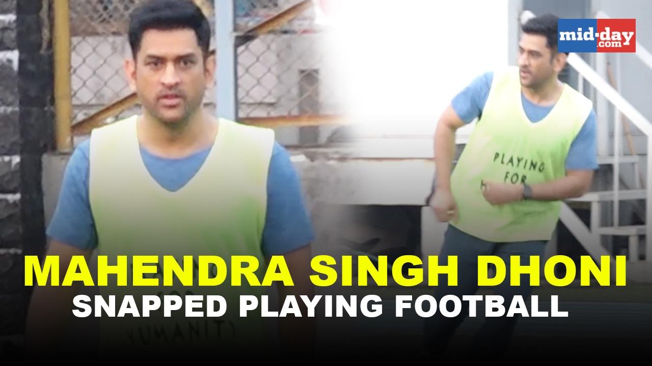 Former Indian skipper Mahendra Singh Dhoni snapped playing football
