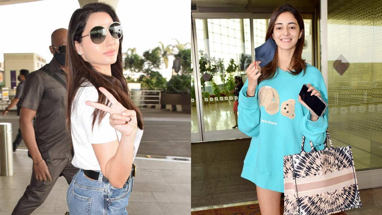 Nora Fatehi, Disha Patani, Ananya Panday, Vaani Kapoor at Mumbai airport