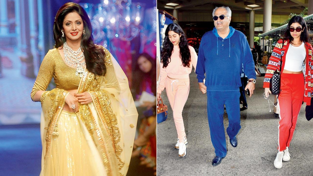Boney Kapoor, Janhvi Kapoor, and Khushi Kapoor remember Sridevi