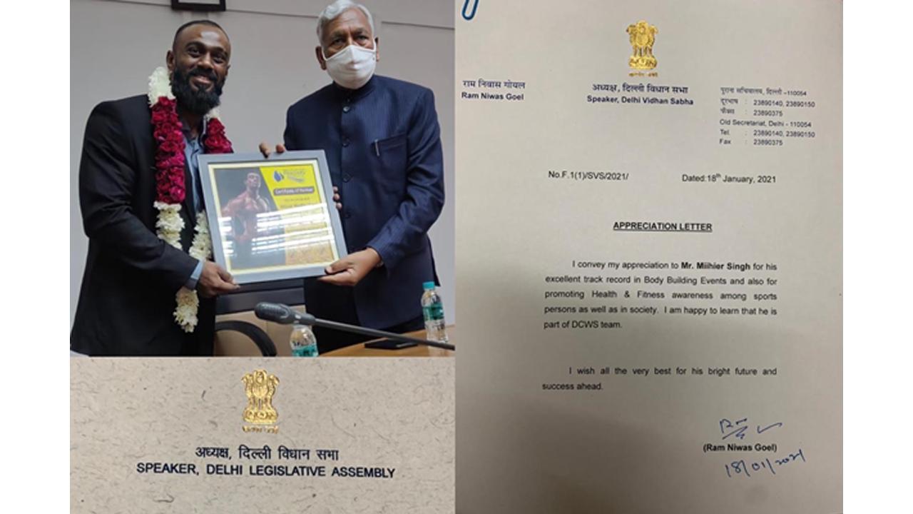 Athlete-Entrepreneur Miihier Singh Honored At Delhi Vidhan Sabha