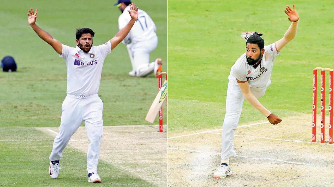 Shardul Thakur and Mohammed Siraj. Pics/AP, PTI