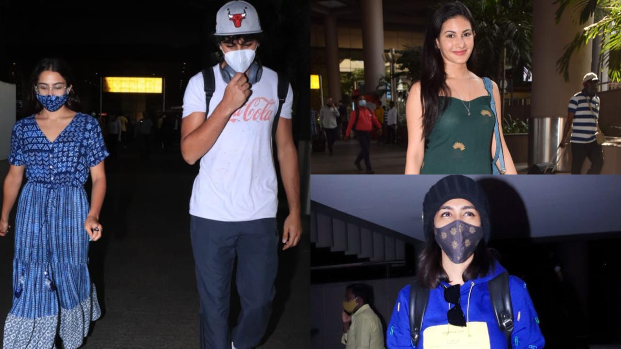 Spotted at Airport: Sara Ali Khan with Ibrahim, Amyra Dastur, Mrunal Thakur
