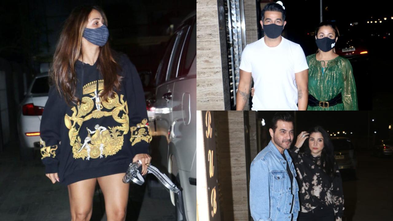 Malaika Arora, Amrita Arora with Shakeel Ladak, Sanjay-Maheep Kapoor at Bunty Sajdeh's residence in Bandra