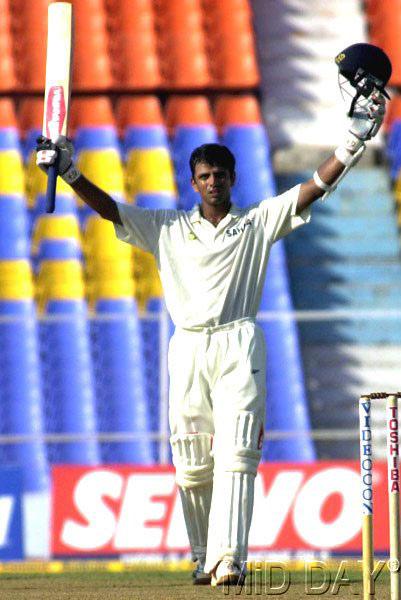 In picture: Rahul Dravid acknowledges the crowd at the Motera stadium in Ahmedabad after completing a century