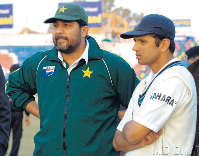 In picture: Rahul Dravid with Inzamam-ul-Haq during the prize distribution ceremony of the second Allianz Cup series Test match between India and Pakistan at Iqbal Stadium in Faisalabad, Pakistan.