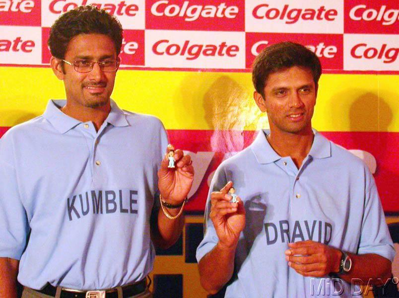 In picture: Rahul Dravid with Anil Kumble during a function organised by a toothpaste brand in a hotel.