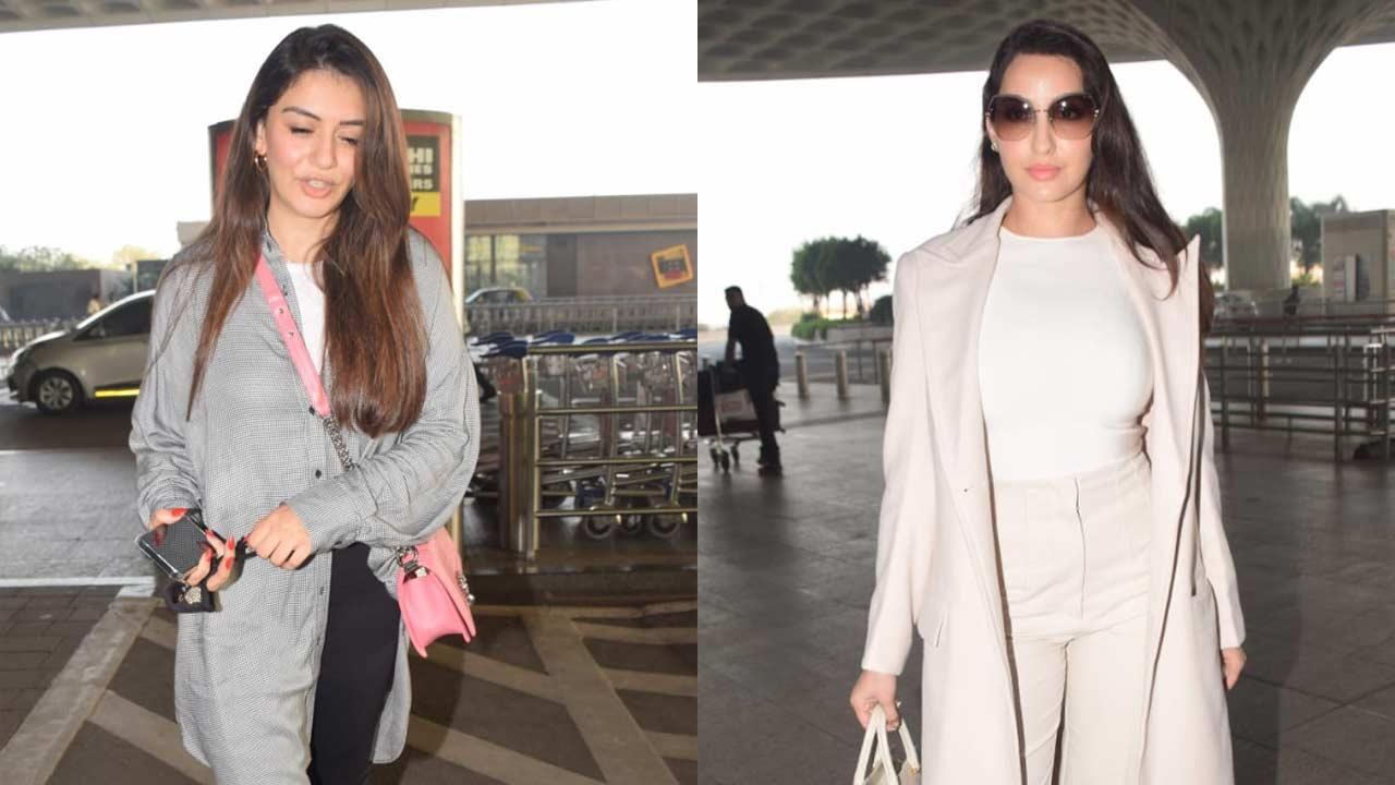 Beautiful Nora Fatehi In COMFY CHANEL Sweats At The Airport 