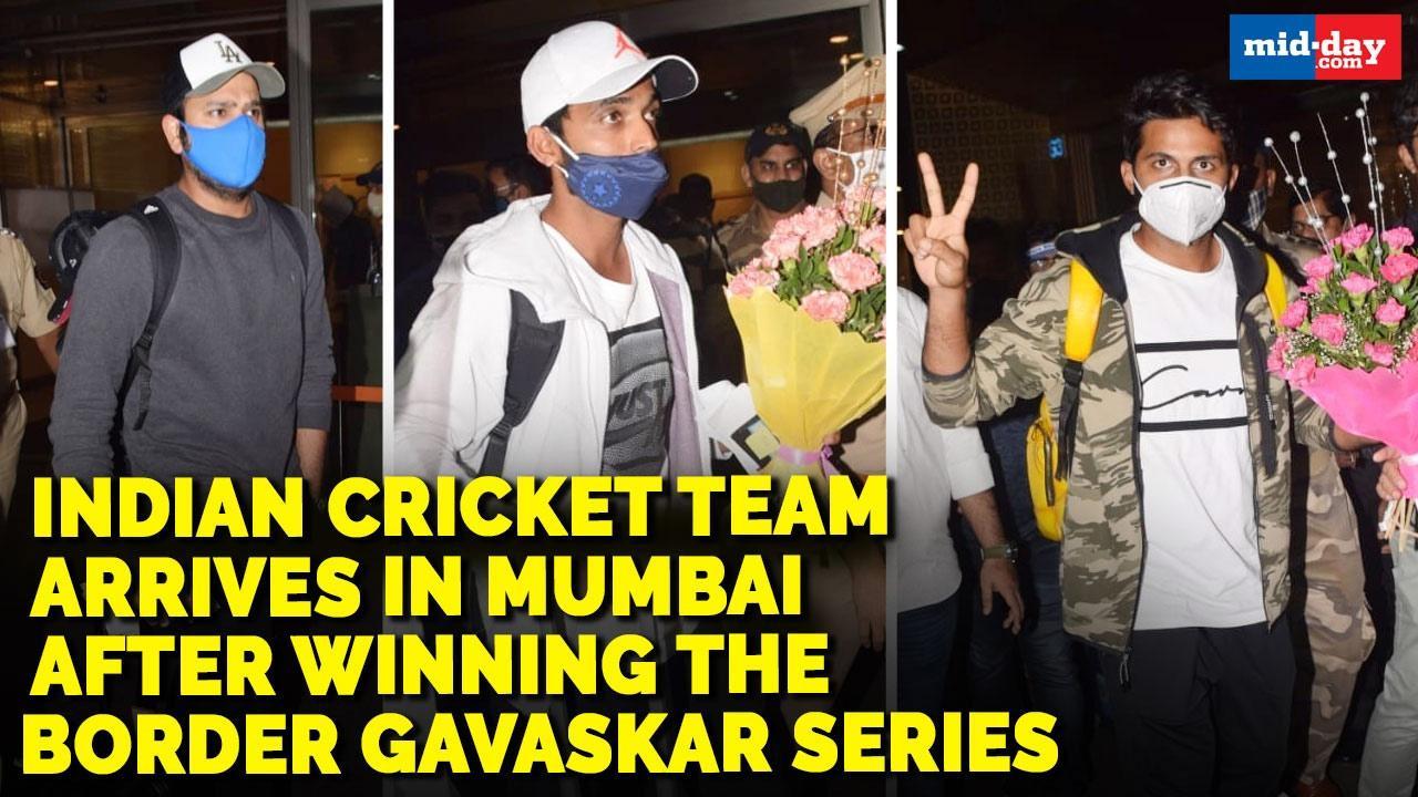 Indian cricketers arrive in Mumbai after winning the Border-Gavaskar series