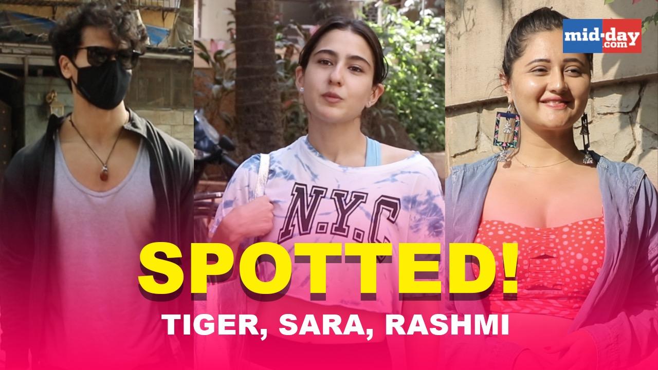 Sara Ali Khan, Tiger Shroff and Rashmi Desai clicked in the city