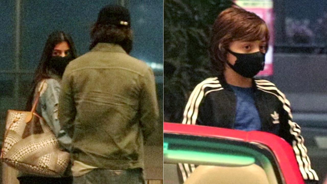 SRK and AbRam see off Suhana Khan at Airport; arrive in their swanky car