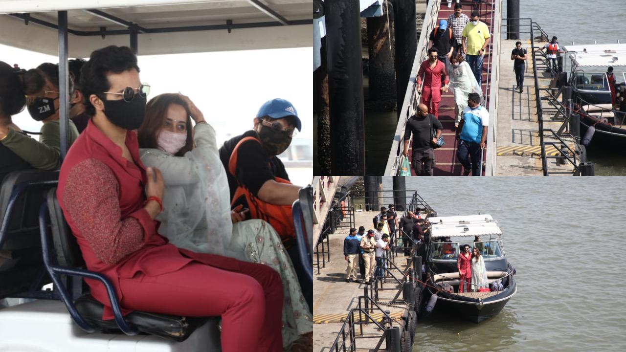 Varun Dhawan-Natasha Dalal travel back to Mumbai: Spotted at Mandwa Jetty