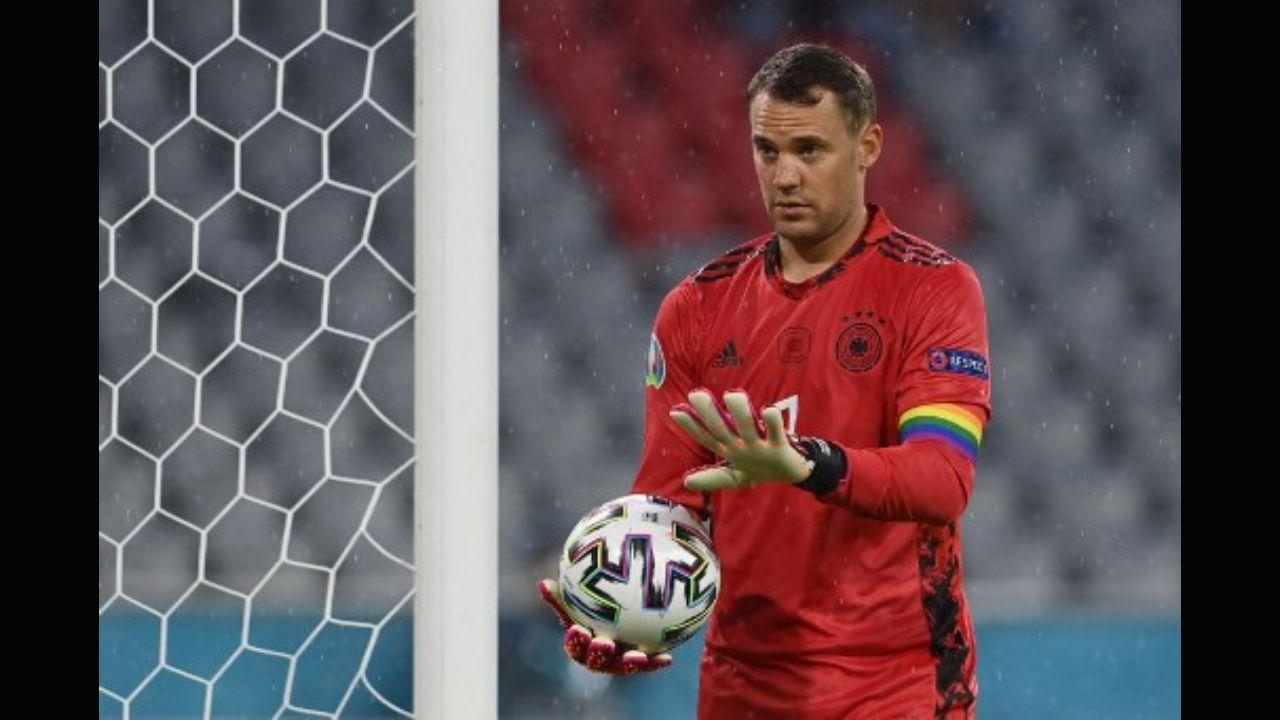 German captain Manuel Neuer showed his support for the LGBTQIA+ community by sporting the rainbow captain armband. It also inspired England captain Harry Kane to do the same in their match against Germany. They were two of three players to show their support during the sporting tournament. In this photo, Germany's goalkeeper Manuel Neuer is seen wearing the armband during the UEFA Euro 2020 Group F football match between Germany and Hungary at the Allianz Arena in Munich on June 23, 2021. Photo: AFP 