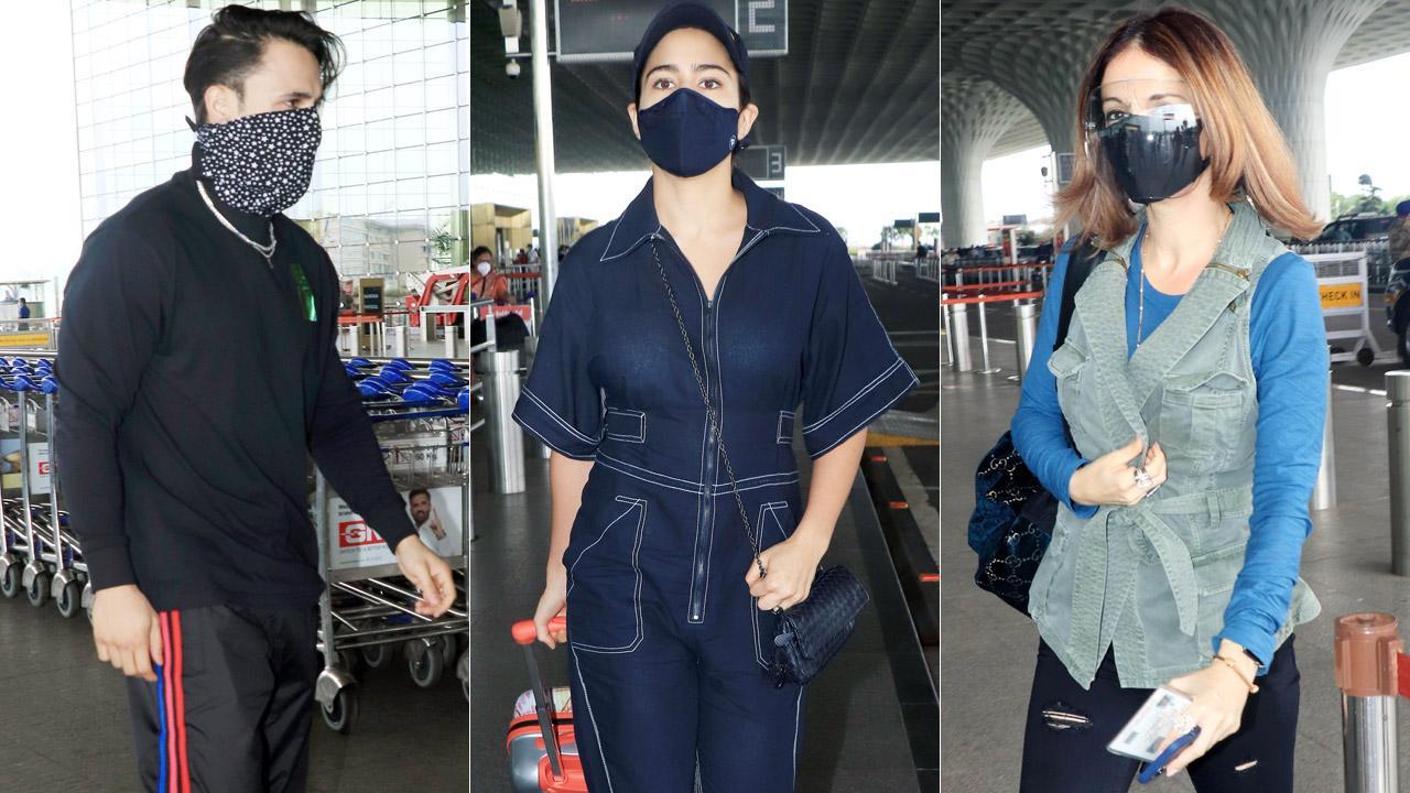 Sara Ali Khan, Sussanne Khan and Asim Riaz at Mumbai airport