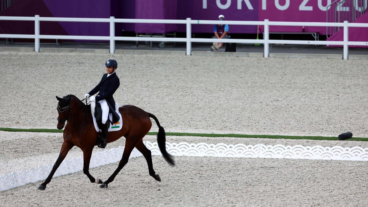 Equestrian Mirza placed 7th in dressage round