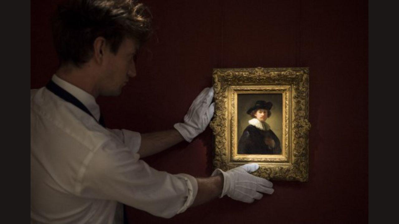 A self-portrait by Dutch artist Rembrandt in London. Photo: AFP/Sotheby's