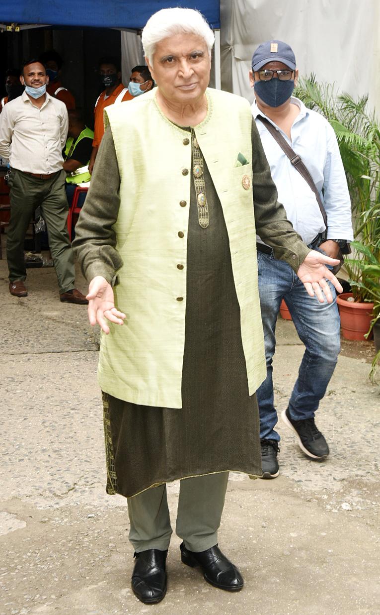 Veteran lyricist and screenwriter Javed Akhtar was also spotted at Filmistan Studios in Goregaon.