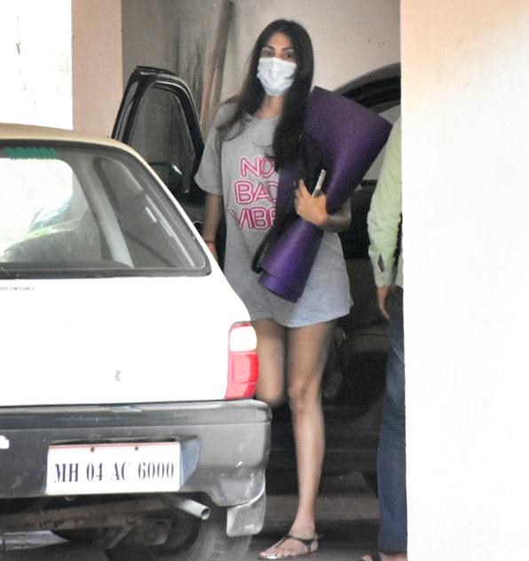 Rhea Chakraborty was also clicked at a popular fitness studio in Bandra.