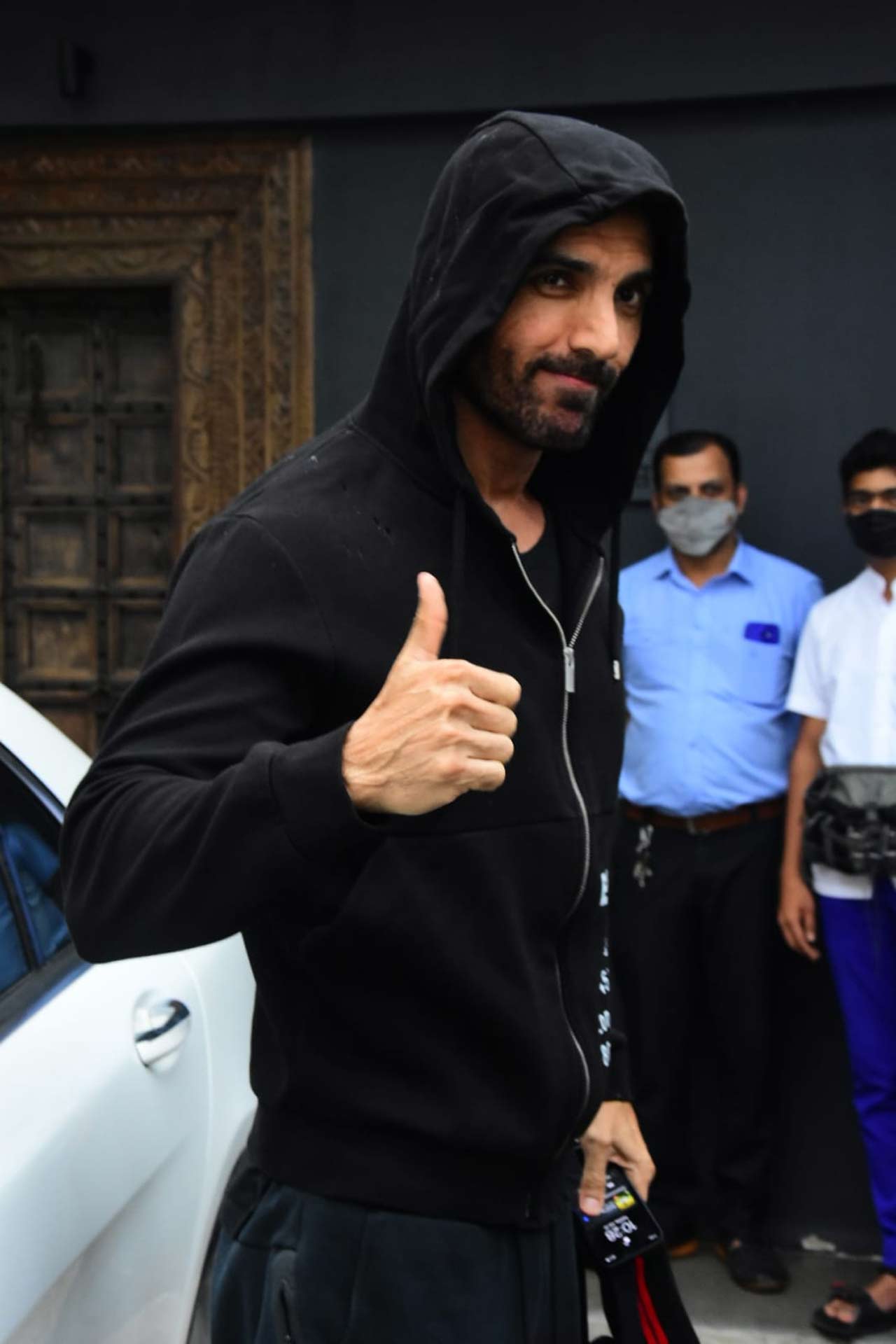 John Abraham was snapped posing for the shutterbugs near his Bandra gym. On the professional front, John Abraham has Satyameva Jayate 2 as his next release, which also stars Divya Khosla Kumar.