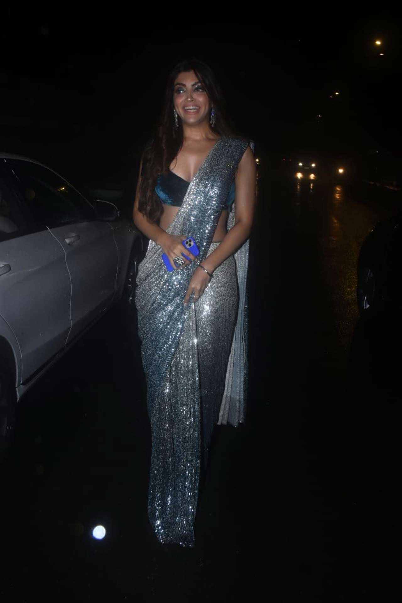 The duo hosted a sangeet ceremony considering all the safety protocols in the city. Akanksha Puri's sequin ombre saree was truly a heart stealer at the ceremony.