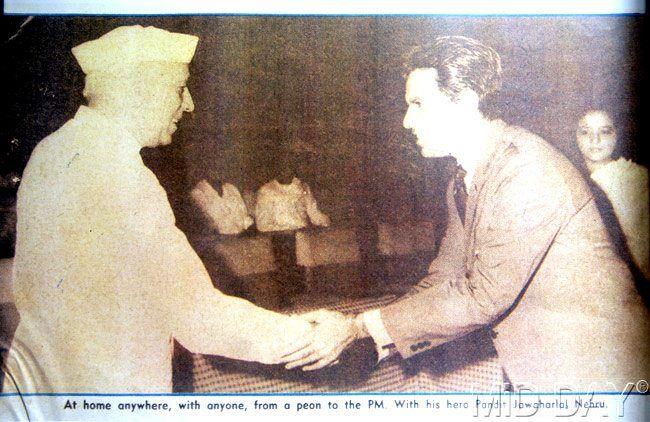 One more from the rare collection of Mulund resident Bhupendra Valagi Sachade shows Kumar shaking hands with Pandit Nehru