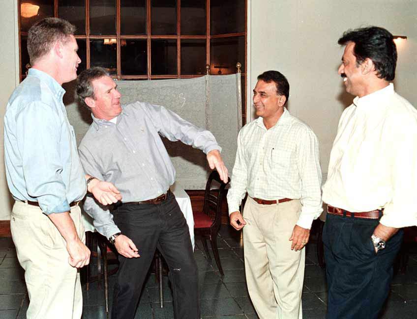 In picture: Dean Jones, Allan Border, Sunil Gavaskar and Milind Rege sharing a light moment at the Bombay Gymkhana.