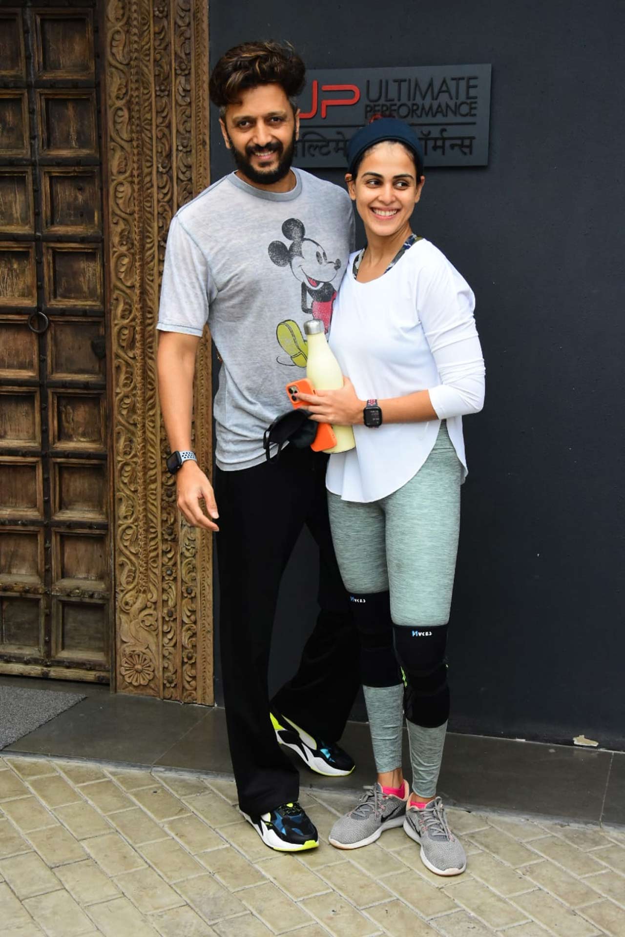 Riteish Deshmukh and Genelia D'Souza, the power couple of Bollywood, were snapped working out together at a popular gym in Bandra.