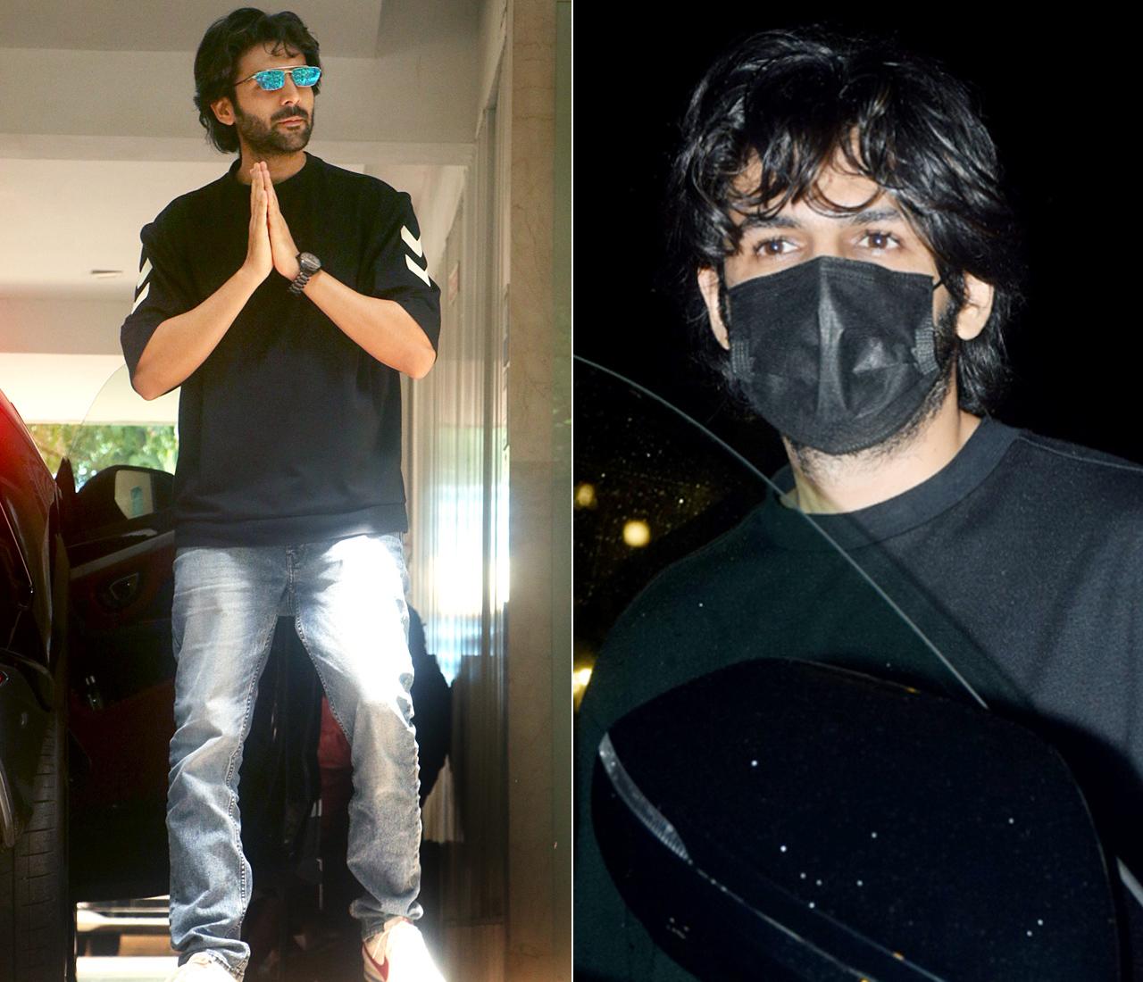 Kartik Aaryan was snapped outside Rohit Dhawan's office in Juhu, Mumbai. Kartik and Rohit have collaborated for 'Shehzada', the Hindi remake of Allu Arjun's 2020 Telugu blockbuster, 'Ala Vaikunthapurramuloo'