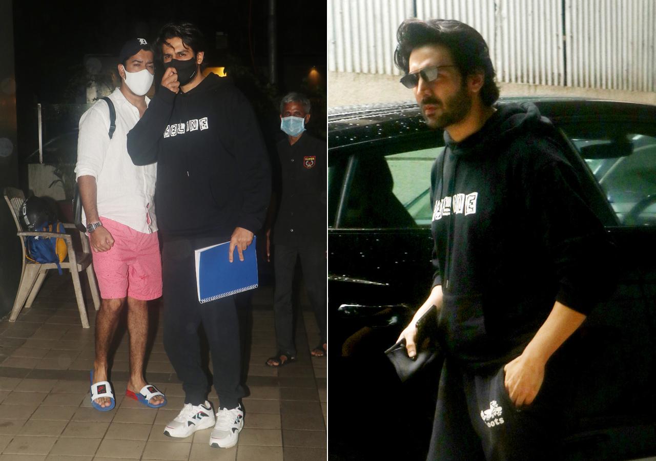 Kartik Aaryan was clicked outside director Rohit Dhawan's office in Juhu, post the actor-director duo's meeting. Kartik and Rohit have collaborated for 'Shehzada', the Hindi remake of Allu Arjun’s 2020 Telugu blockbuster, 'Ala Vaikunthapurramuloo'.