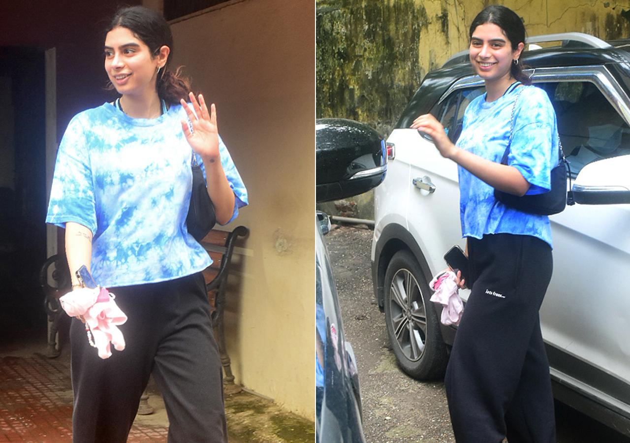 Earlier in the day, Khushi Kapoor was snapped post-workout outside her gym in Bandra, Mumbai. The star kid is a regular at Namrata Purohit's Pilates classes.