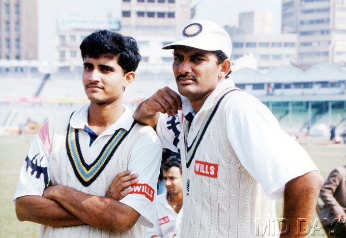 In picture: Sourav Ganguly with his captain at the time - Mohammad Azharuddin