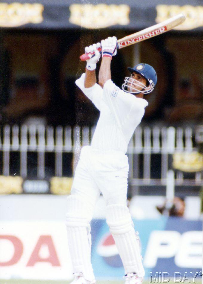 We can only imagine the ball going out of the park by the look of this shot from Sourav Ganguly.