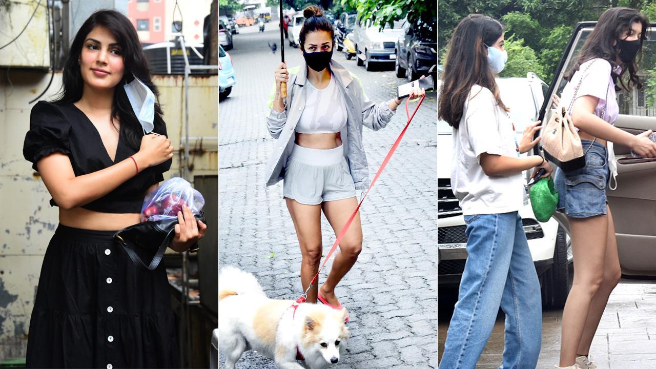 Rhea Chakraborty goes fruit shopping, Malaika Arora walks her dog; Shanaya Kapoor, Navya Naveli Nanda step out