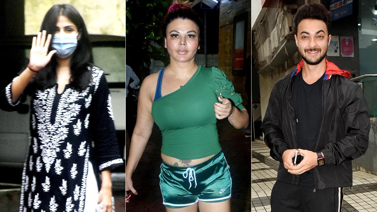 Rhea Chakraborty, Rakhi Sawant, Aayush Sharma, Sharad Kelkar clicked in the city