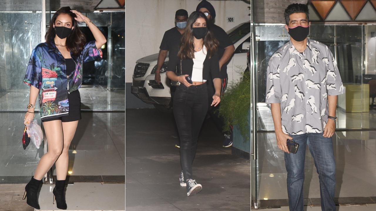 Seema Khan, Navya Naveli Nanda, Manish Malhotra were clicked as they visited Sanjay Kapoor's residence in Juhu, Mumbai.