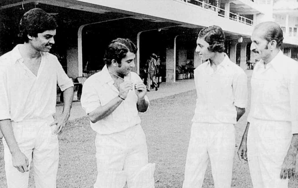 In picture: Dilip Vengsarkar, Sunil Gavaskar, Ghulam Shaikh and Vithal Patil before a Kanga League match at CCI in the late 70s.