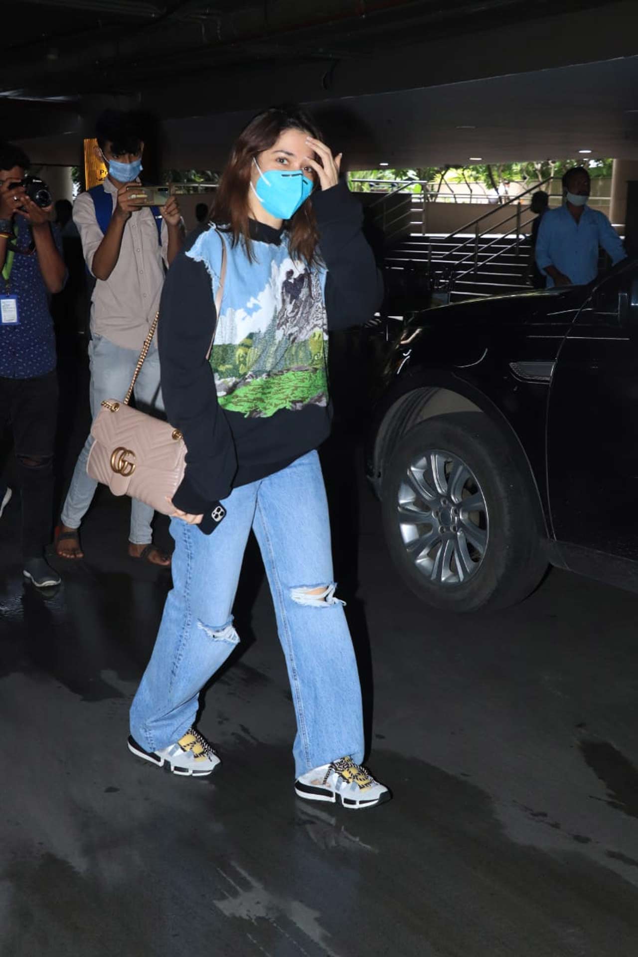 Tamannah Bhatia, who made her digital debut with the web series 'November Story' on Disney+ Hotstar VIP, was snapped at her casual best at the Mumbai airport. The actress, on the work front, is now gearing up for the Telugu remake of the Hindi thriller 'Andhadhun'. The Telugu version is directed by Merlapaka Gandhi. 