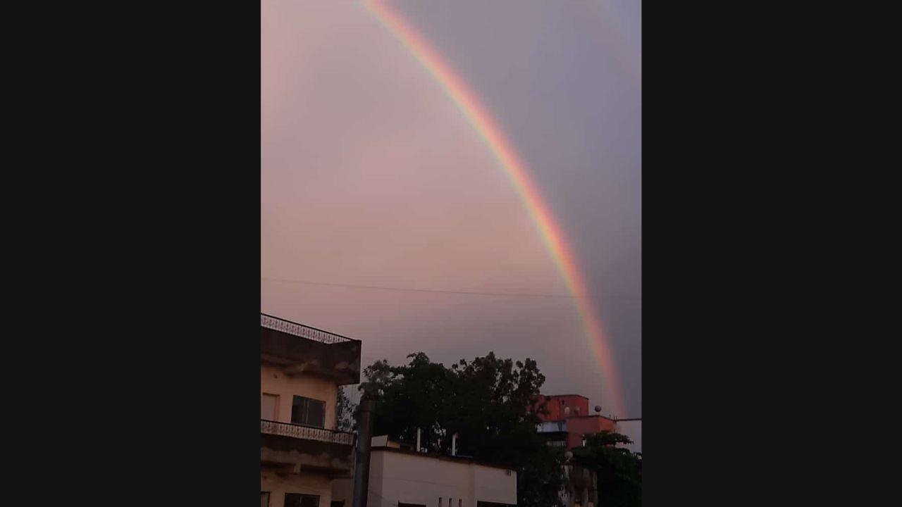 Siddhi Pawar, a student with a hearing disability from Pune captures a rainbow in time as Mumbai and its neighbouring cities are currently experiencing the monsoons. Photo: Rajen Nair/Enabled Photography