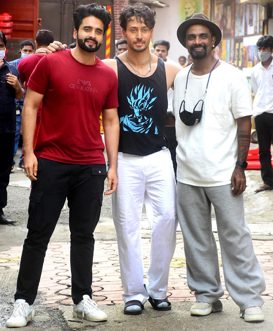 Producer and actor Jackky Bhagnani, Tiger Shroff and Remo D'souza were clicked at a studio in Andheri.