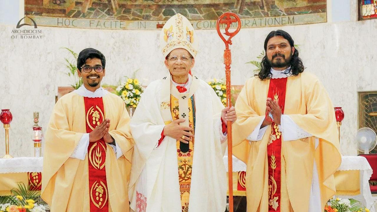 Archbishop of Bombay anoints two new priests