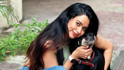 See photos: Soundarya Sharma adopts a stray dog, names him Sheru Sharma