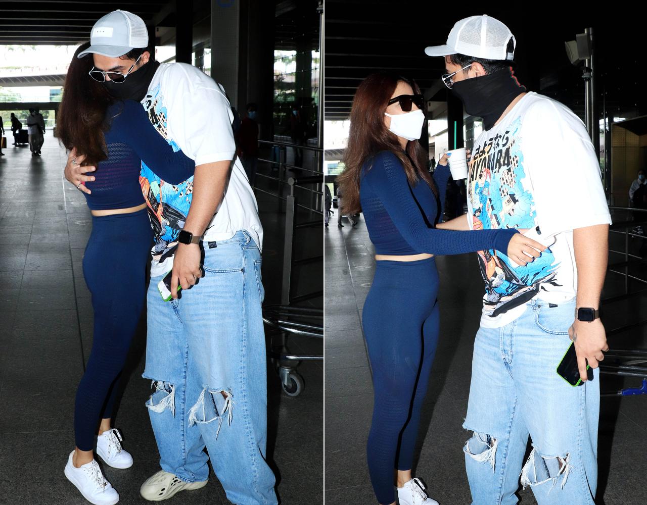 Aly Goni was snapped at Mumbai airport, as he returned from his hometown Jammu. His ladylove Jasmin Bhasin too was clicked at the airport, who received him with a warm hug. Their mushy reunion at the airport garnered fan's love on social media.