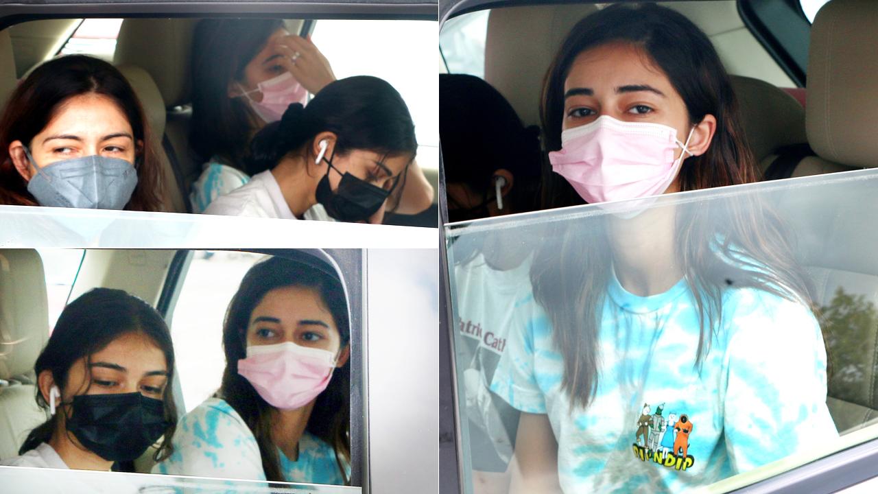 Ananya Panday was clicked with her mother, Bhavana Pandey and sister, Rysa Pandey, as they went out and about in the city. The trio was snapped after a really long time together. Adhering to safety norms, all of them were wearing masks, while in their car as well. 
