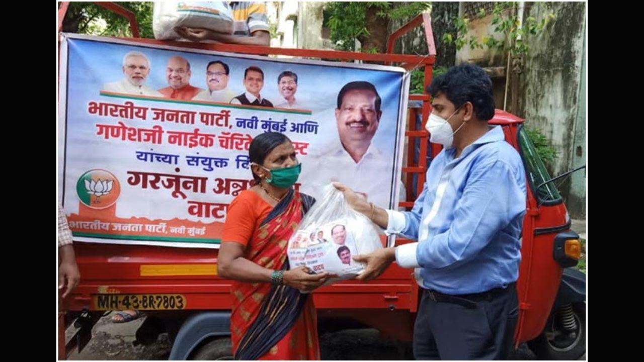 Ganesh ji Naik Charitable Trust’s fourth round of food grain distribution is taking place across Navi Mumbai