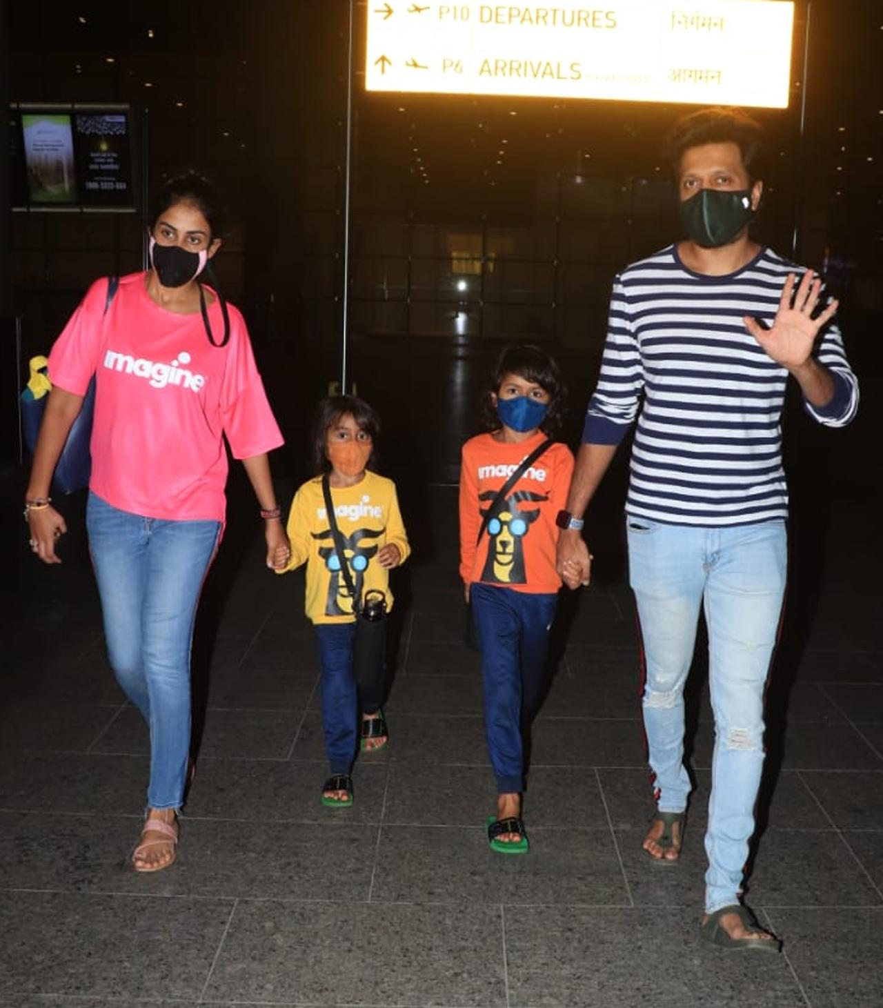 Looks like the Deshmukh family were going on a vacation. On the work front, Riteish was last seen in 'Baaghi 3', directed by Ahmed Khan.