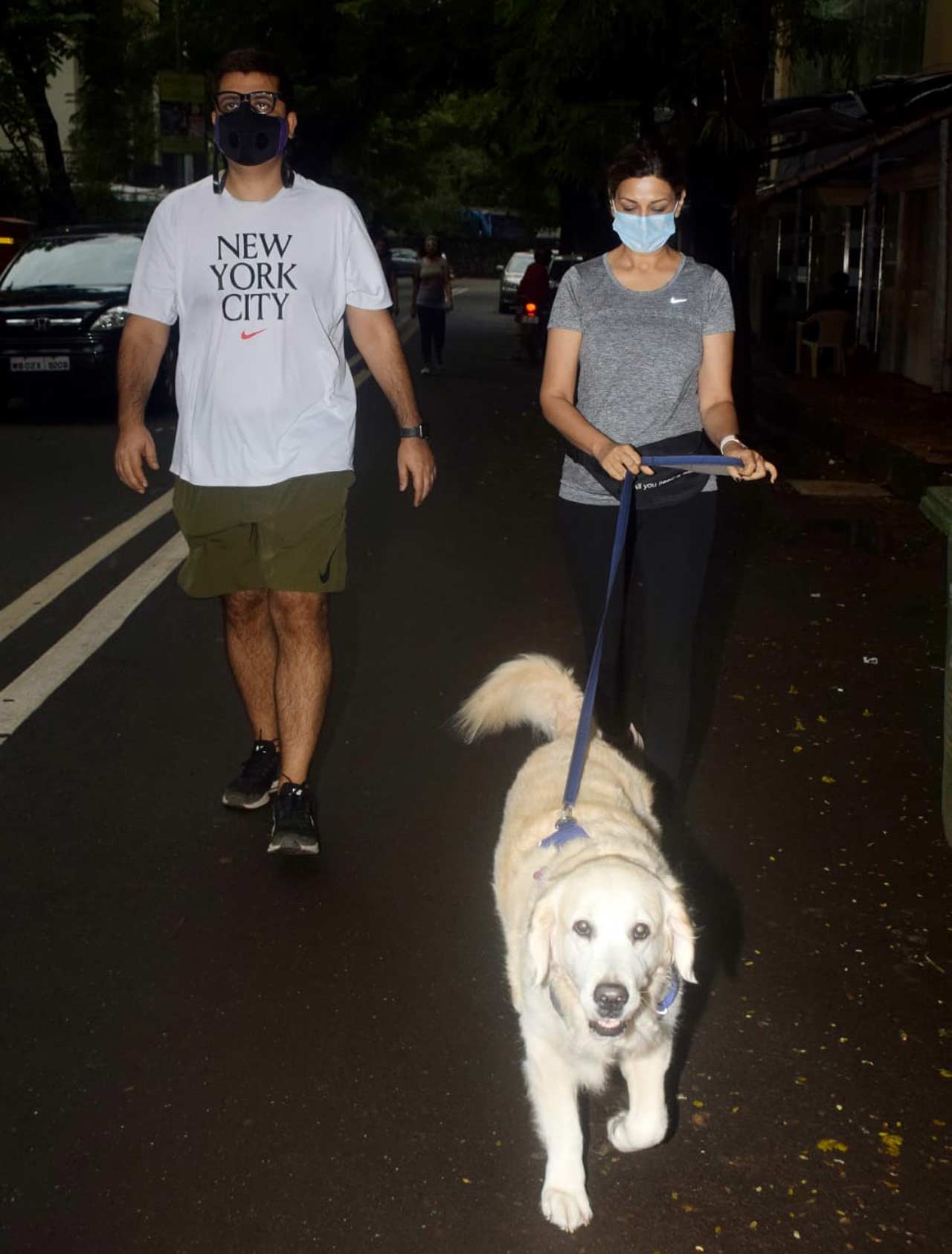 Sonali Bendre and Goldie Behl were out walking their pet on the streets of Bandra, Mumbai.