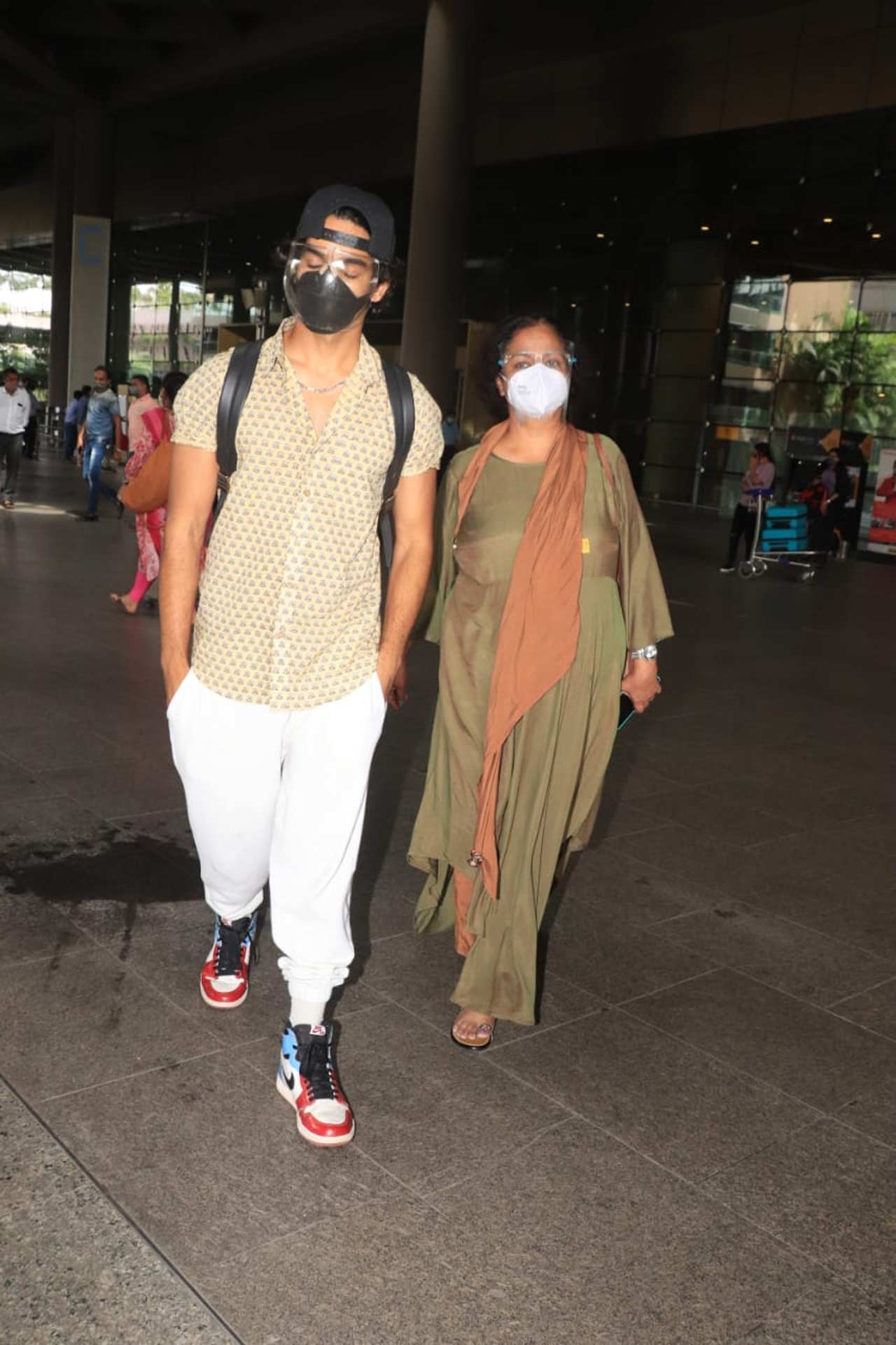 Ishaan Khatter was clicked with mother Neelima Azeem at the Mumbai airport. On the professional front, Ishaan has Bhoot Police as his upcoming film along with Katrina Kaif and Siddhant Chaturvedi.