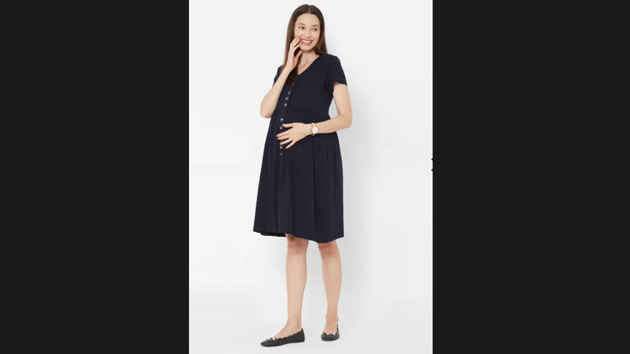 High Waisted Maternity Casual Pants - Blue