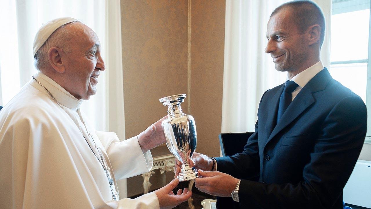 Pope Francis blesses UEFA officials ahead of Euro 2020