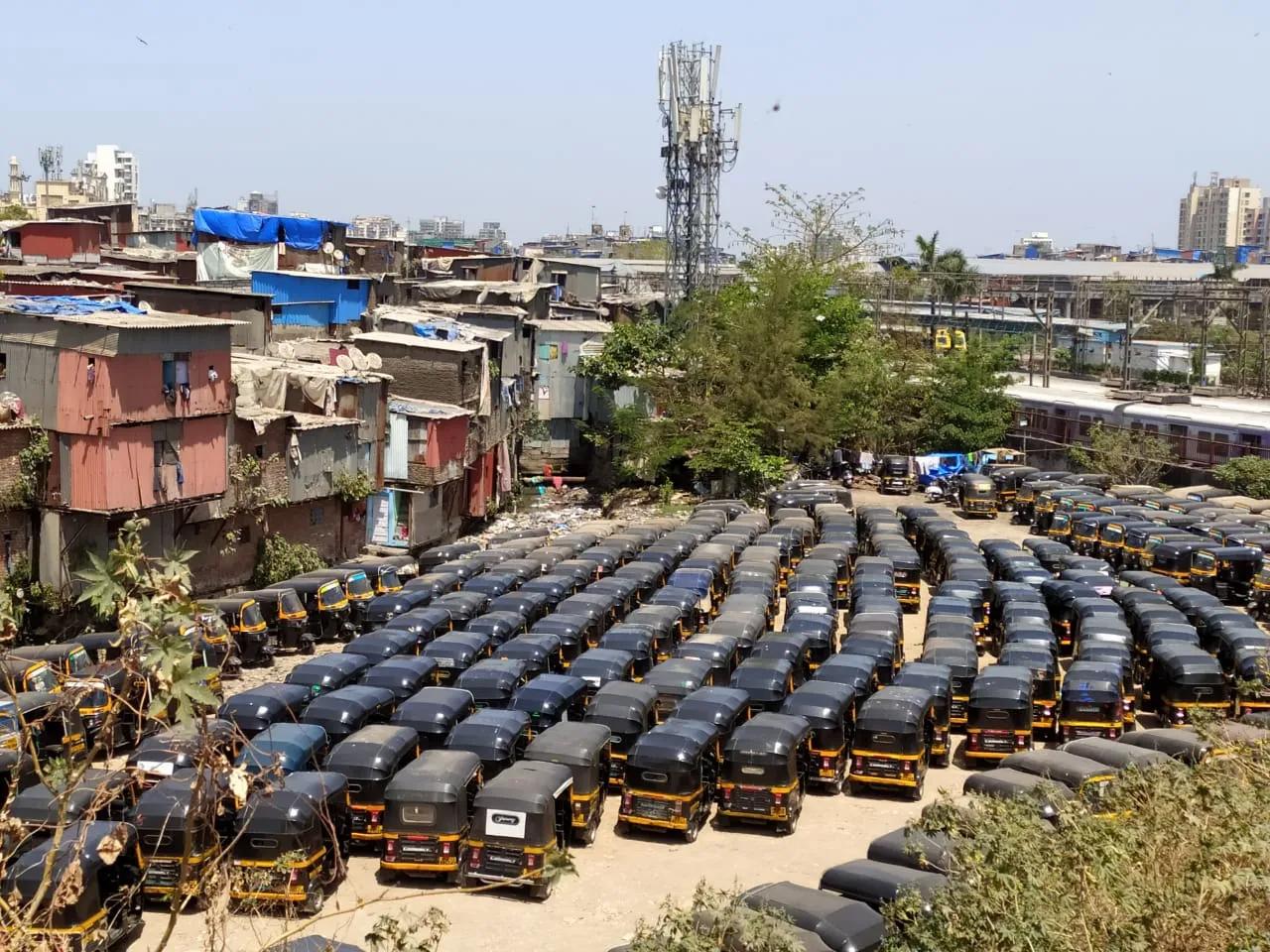 Auto-rickshaws parked in Bandra after Prime Minister Narendra Modi announced Janata Curfew on March 22, 2020 following the outbreak of the novel coronavirus.