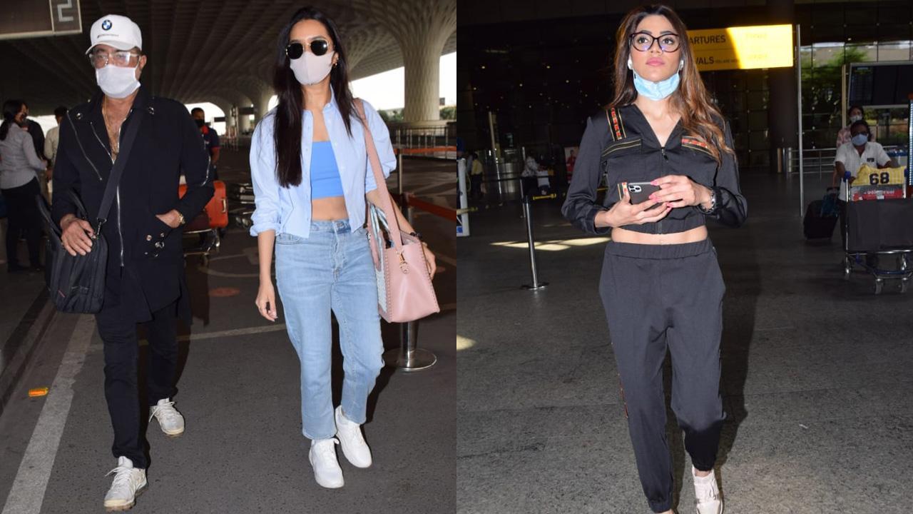 Shakti Kapoor with Shraddha, Nikki Tamboli at Mumbai airport